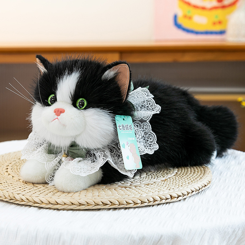 The faux lace scarf can be called a stuffed cat plush toy. It's a birthday gift for your best friend and a heartwarming home decoration details Picture