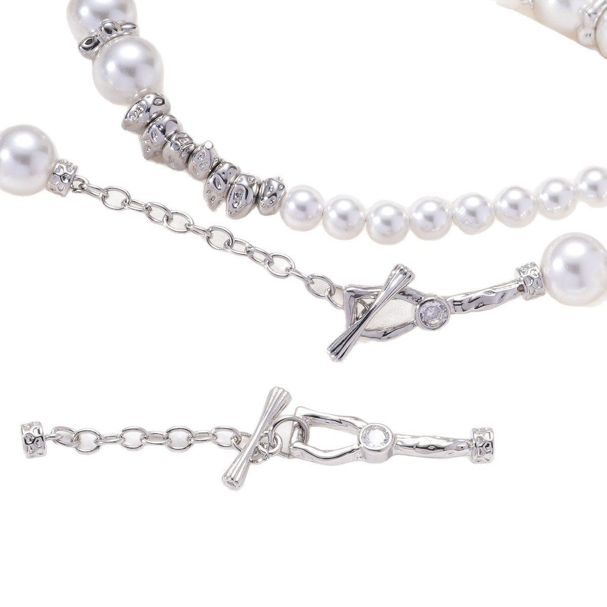 Pearl necklace clasp, 18k gold inlaid with zirconium irregular OT clasp, diy bracelet necklace ending chain clasp accessory Item Picture