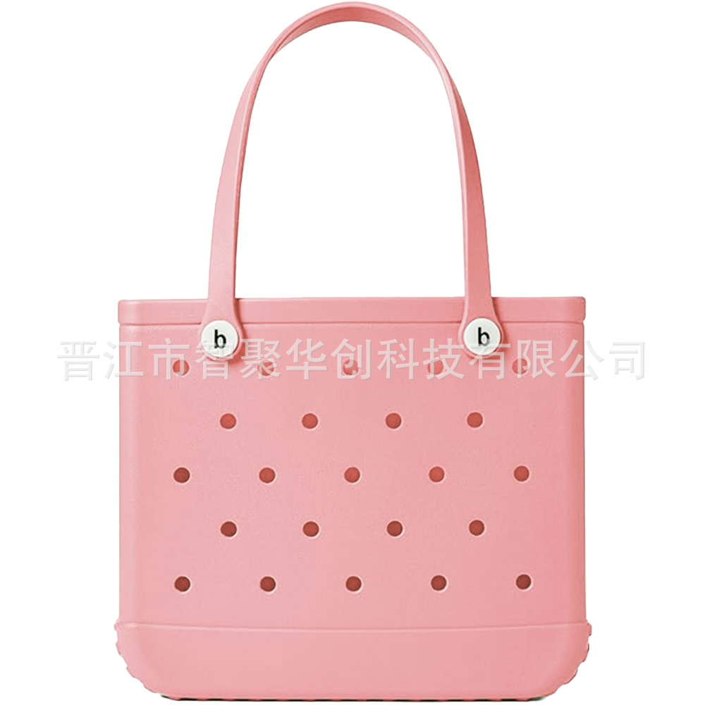 eva beach bag, European and American lightweight hole bag, fashionable diy outdoor sports single-shoulder bag, large capacity women's handbag Item Picture