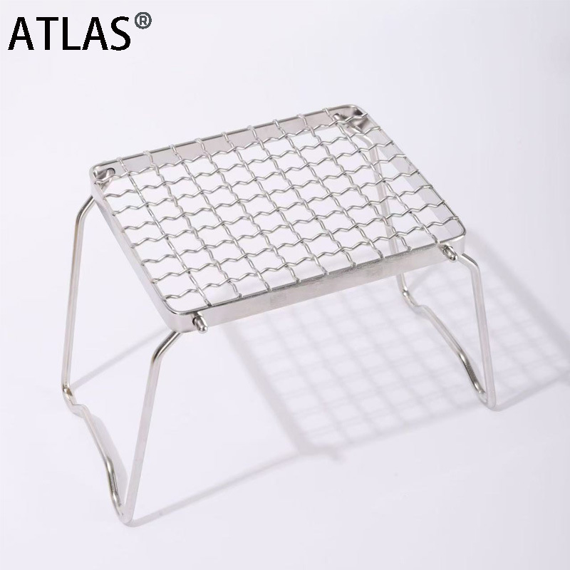 ATLAS户外不锈钢炉架便携烧烤架多功能野营炉头可折叠水壶支架网