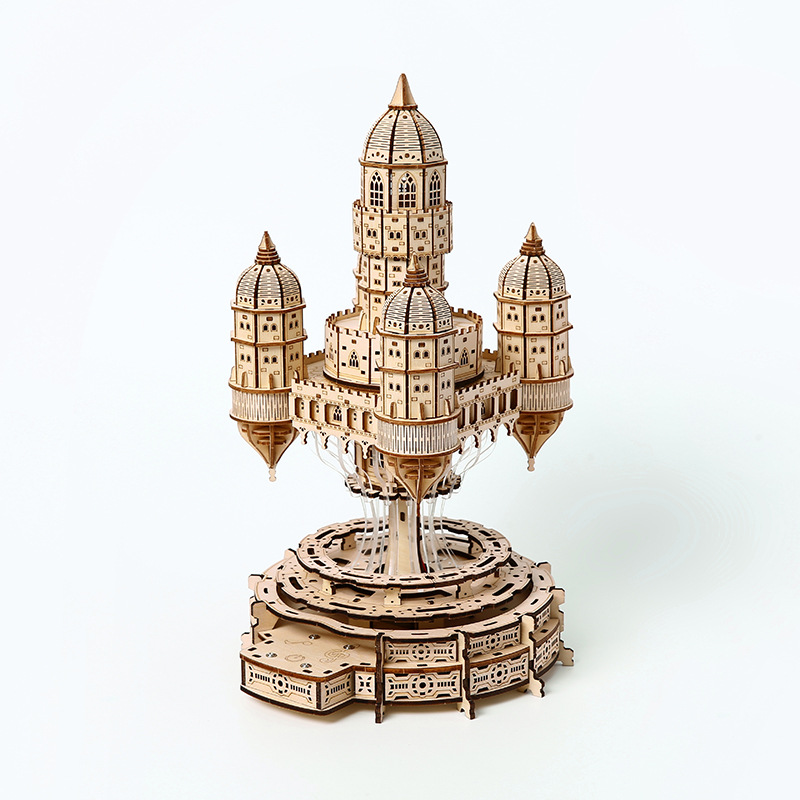 Cross-border bestseller "Sky City with Lights" 3D stereoscopic puzzle assembly wooden toy educational toy three-dimensional display piece Item Picture