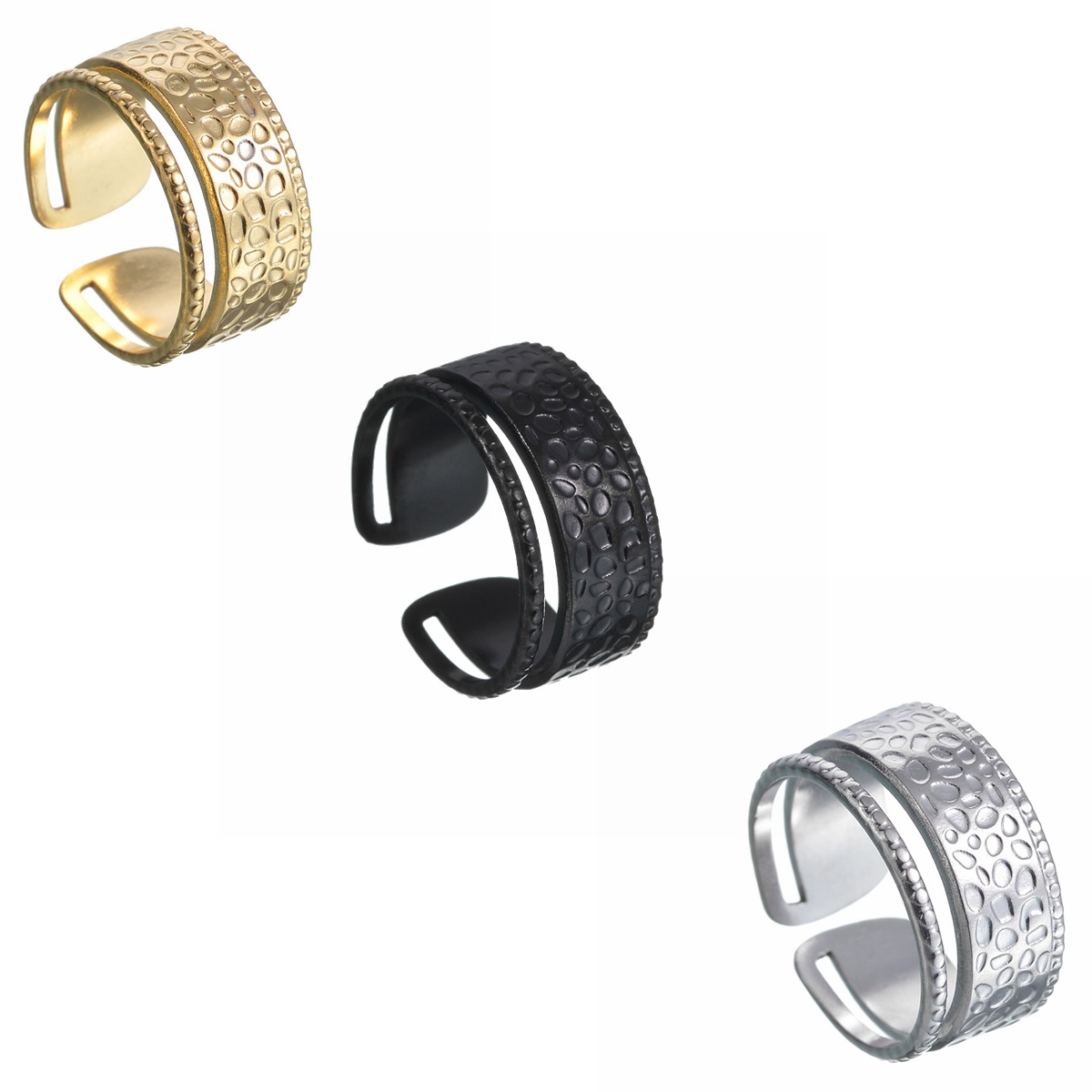 A popular cross-border product from Europe and America, Shein, on Amazon, is a hydraulic movable ring with adjustable hammering patterns for women, made of titanium steel Item Picture