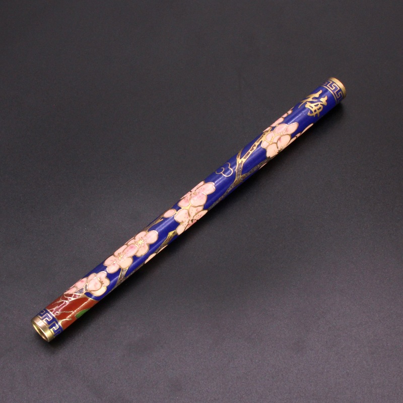 Beijing Cloisonne classical Culture Ethnic style writing brush decorative accessories copper base mechanism enamel writing brush shaft Specification image