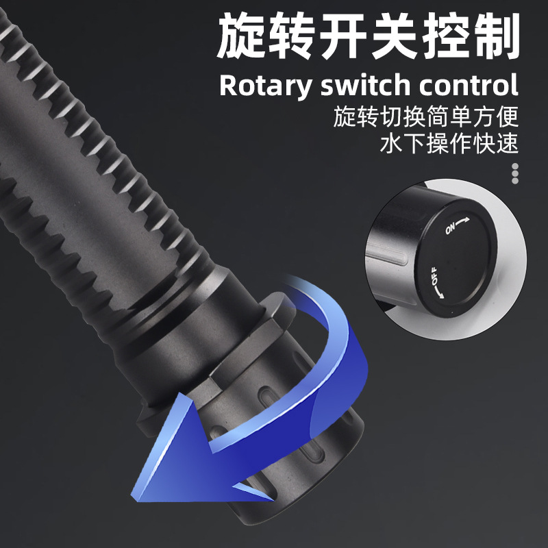 The new cross-border t40 high-intensity flashlight is a dual-purpose water and land charging fixed-focus ipx8 professional diving photography flashlight Application Scenario