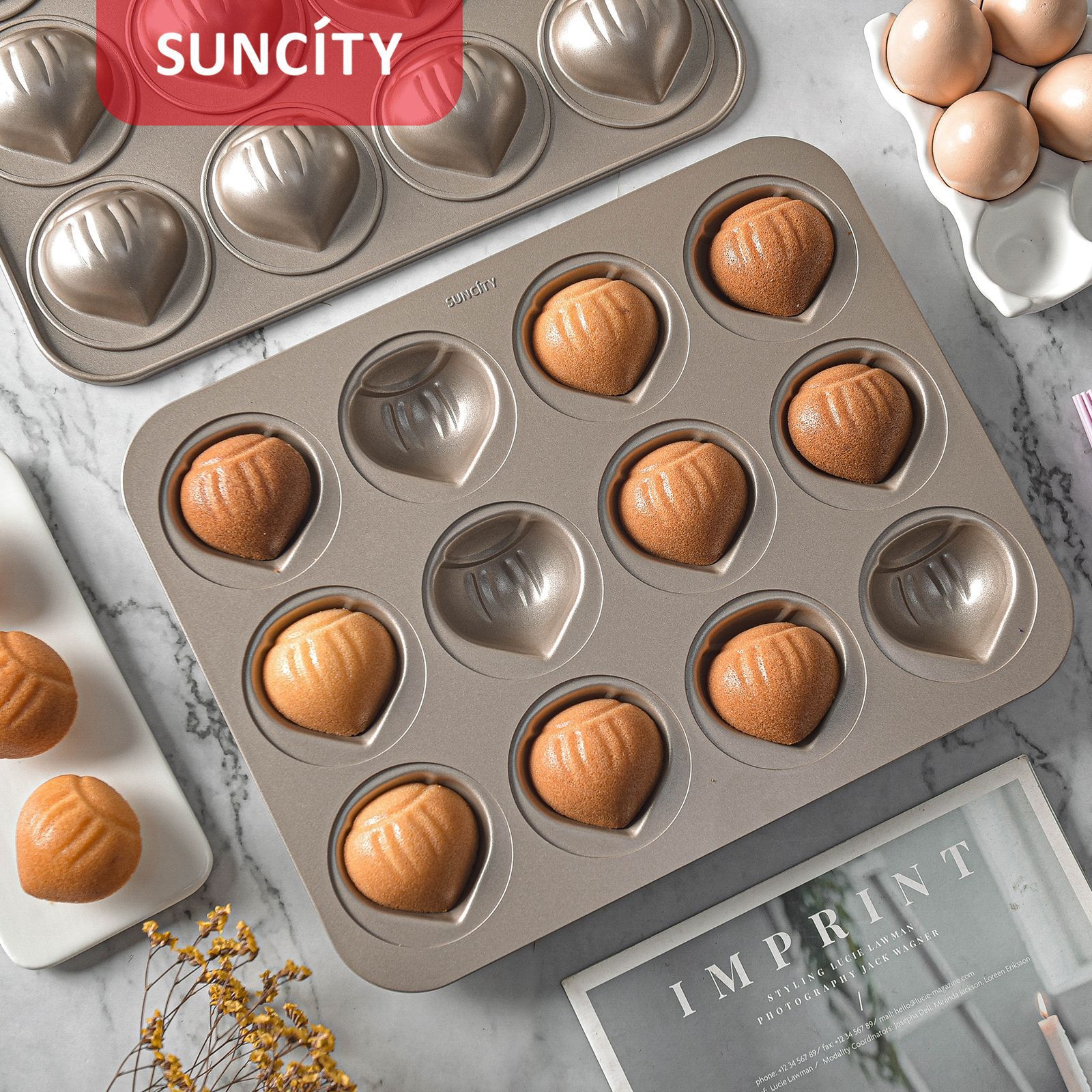 12联栗子蛋糕模具厂家现货创意黄油年糕蛋糕烤盘不粘烤箱烘焙工具产品图