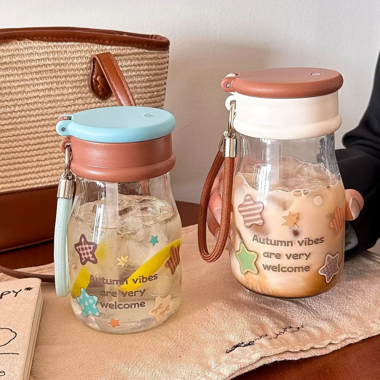 2026 new model water cup, high appearance level, portable double-drinking glass cup for girls, high-temperature resistant and leak-proof, student cup for travel