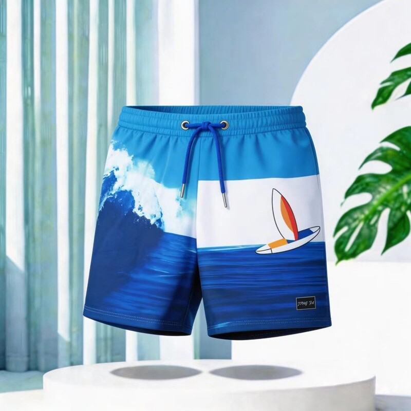 Hombre speed-dry estampado bañador verano playa holgado boxer shorts tendencia deportiva spa bañador details Picture
