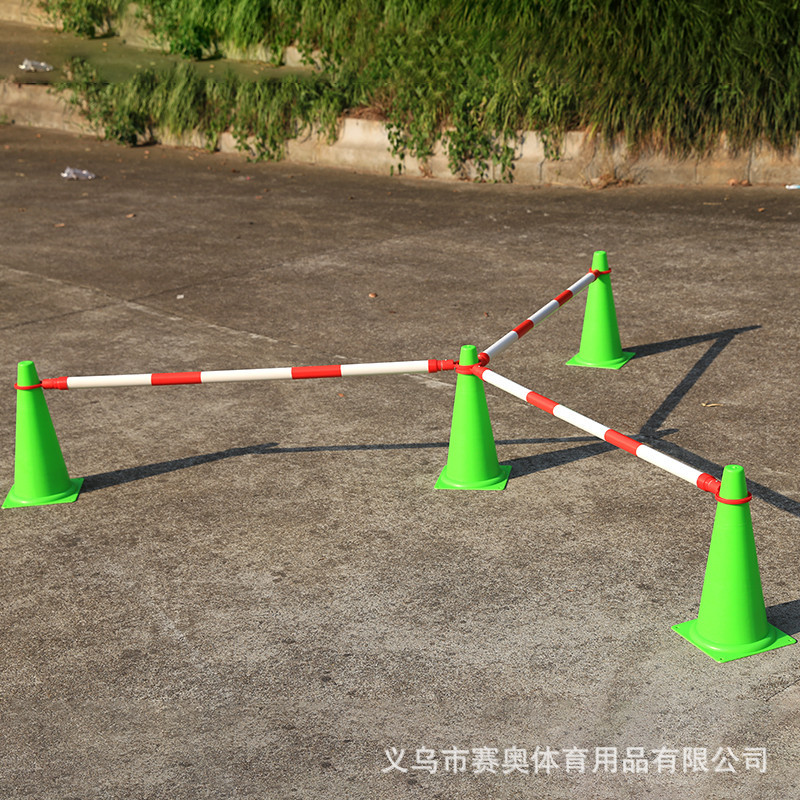 Balance bike track pole, red and white pole with telescopic head, roller skating and stepping bike track marker bucket details Picture
