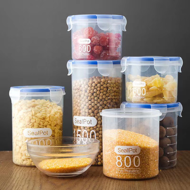 密封透明塑料保鲜罐奶粉罐食品罐子厨房五谷杂粮收纳盒储物罐批发