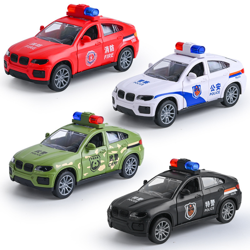 Wholesale children's inertial simulation police car toys, durable small cars, fire-fighting toy car models, street stall and night market gifts Item Picture