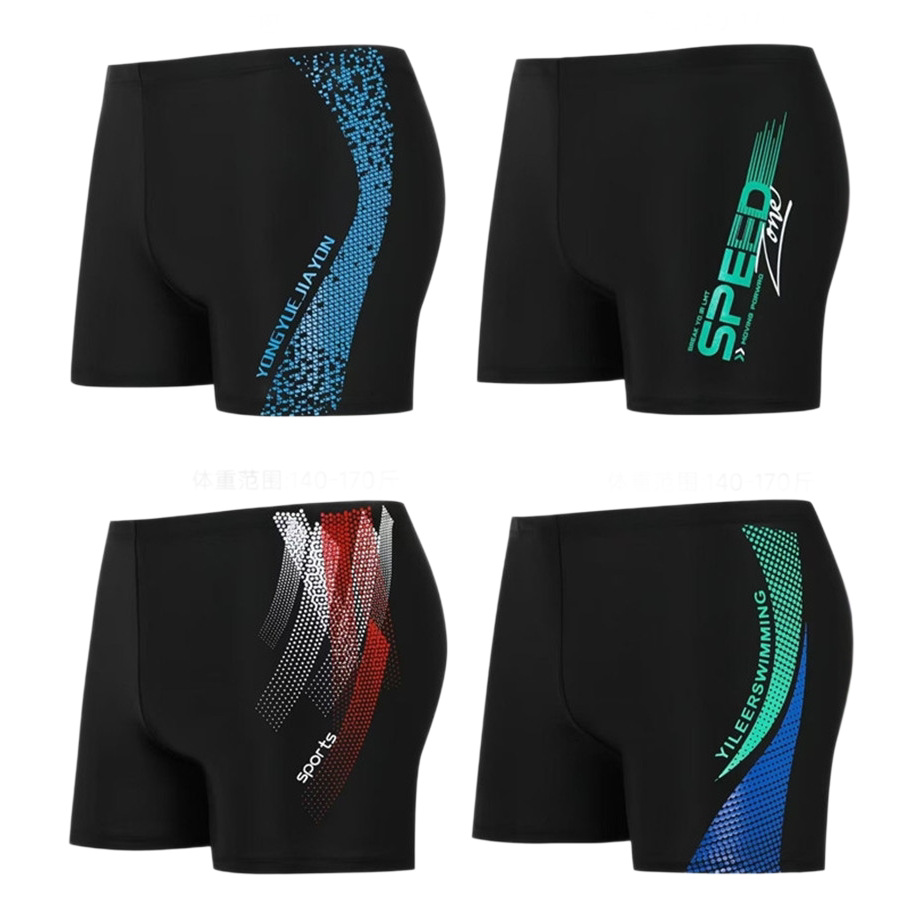 Men's 5-inch swimming trunks, black printed quick-drying high-elasticity swimming and fitness shorts, adult beach and hot spring swimming trunks Item Picture