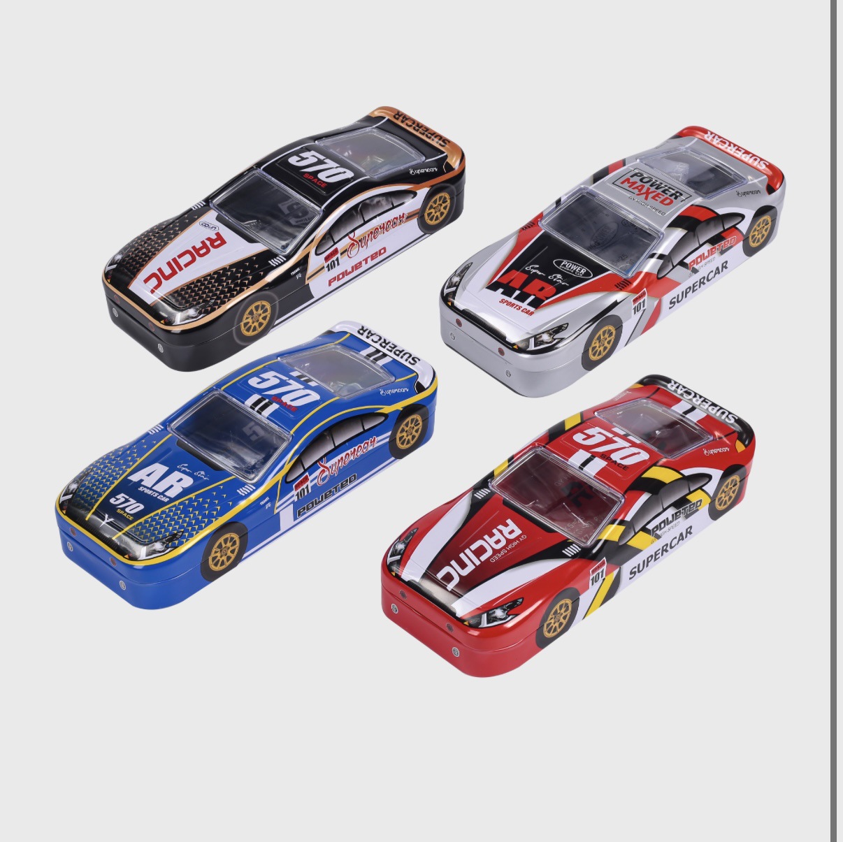 小灵精汽车文具套装铁笔盒造型文具盒儿童卡通男孩小学文具盒