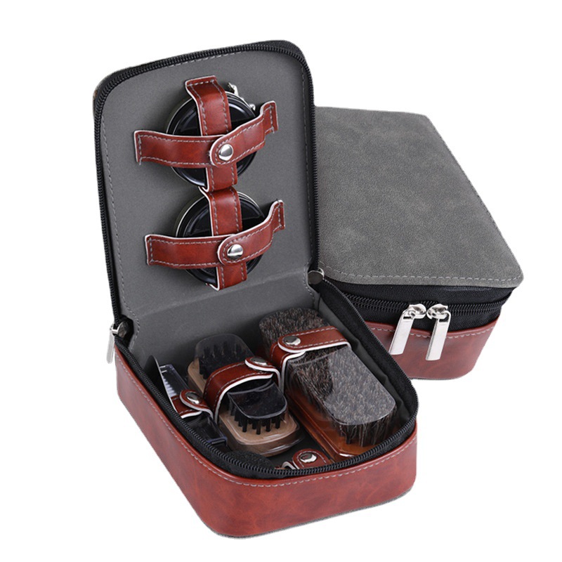 【 Small Wholesale 】 Horsehair brush shoe polish set, 9 pieces, 11 pieces, shoe polish brush, genuine leather care set Item Picture