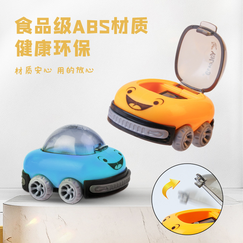 Yalong Cartoon Student Learning Pen Rolling Car Series shaped pen sharpener with eraser Creative Cross-border wholesale details Picture