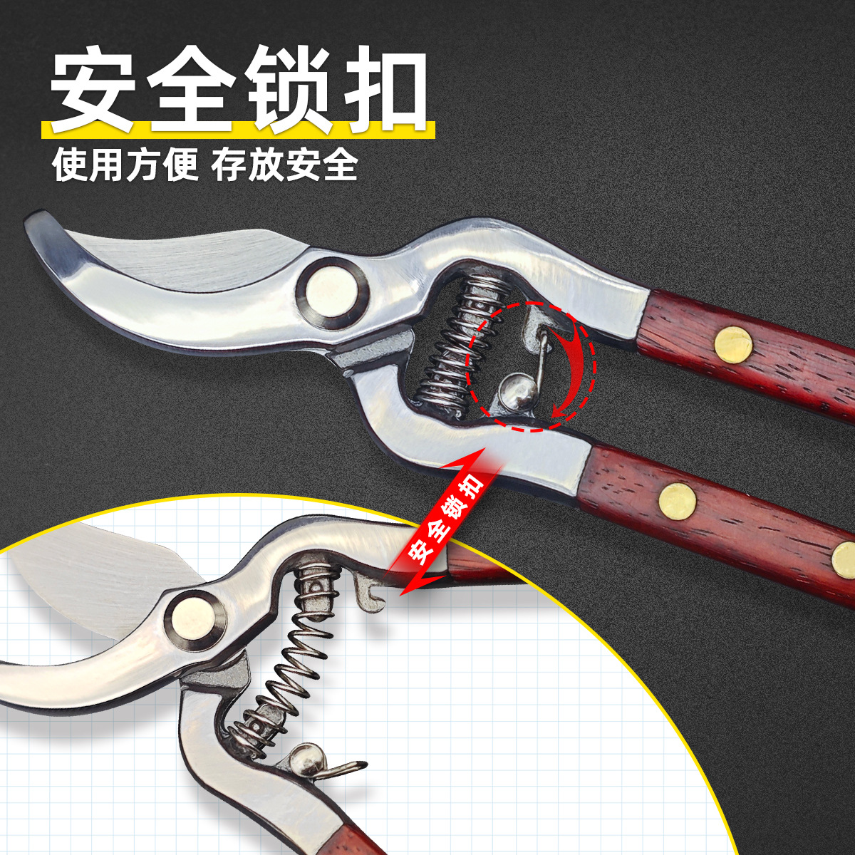 Wholesale fruit branch pruners, elbow pruners, thick branch pruners, garden pruners, orchard and forest branch shears, and wood handle pruning shears in stock Application Scenario