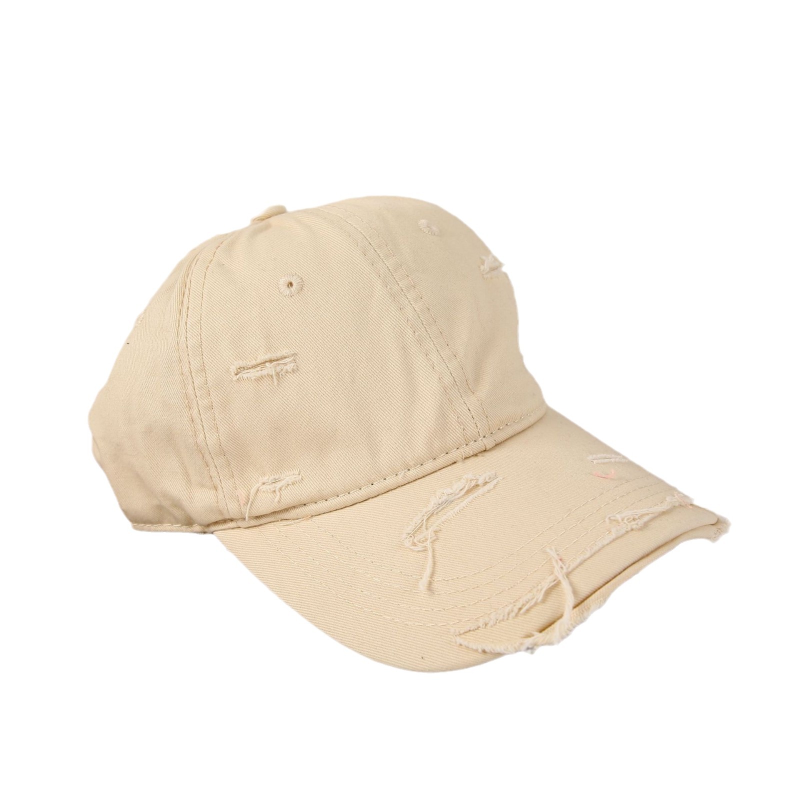 Cross-border retro and unique perforated baseball cap for men and women, ins summer trend hip-hop versatile soft top curved brim sunshade baseball cap Item Picture