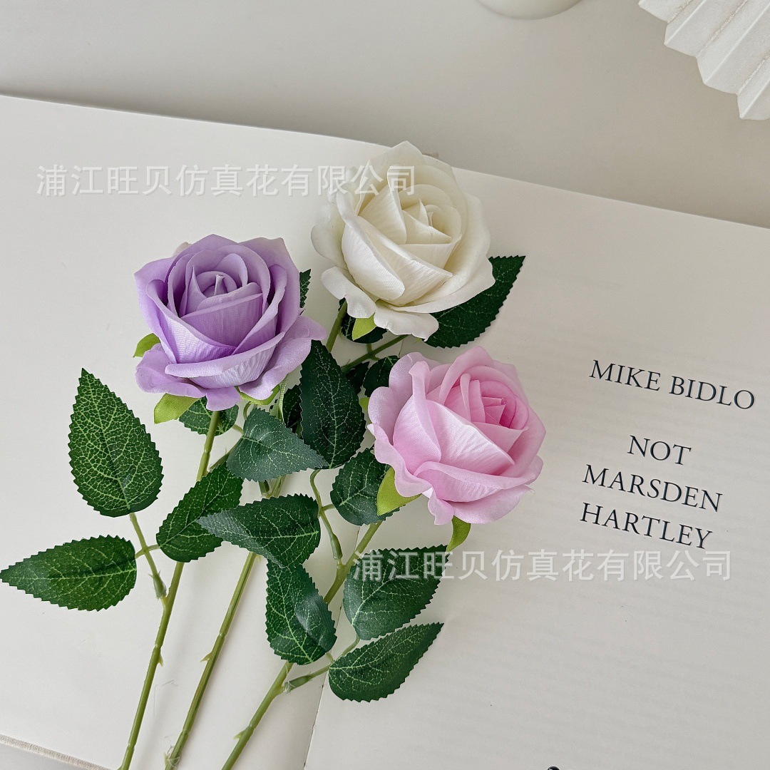 玫瑰仿真/花园/礼品仿真花/玫瑰仿真花/毛线花针织白底实物图