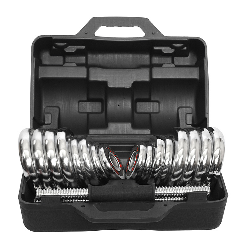 Linuo Fitness Dumbbells for men's home arm muscle training 20kg pair, 30kg barbell electroplated fitness equipment dumbbells Item Picture