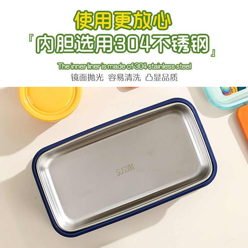 Stainless steel lunch box 304 cartoon layered lunch box with rice, office worker sealed and odor-free fruit salad box Application Scenario