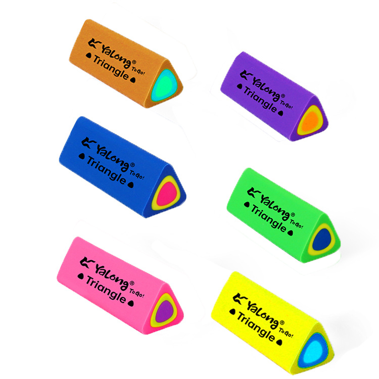 Yalong Cross-border high-quality TPR material erasers, 6-color mixed office and school erasers, stationery and school supplies details Picture