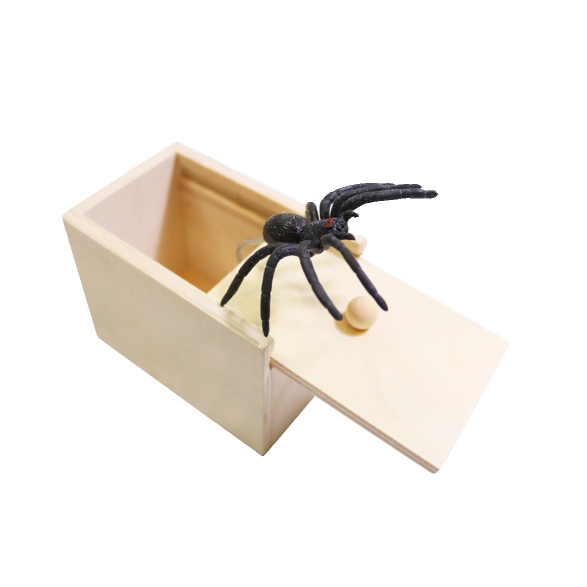 Hot-selling wooden box bug spider scare small wooden box Scary prank props of the same style Item Picture