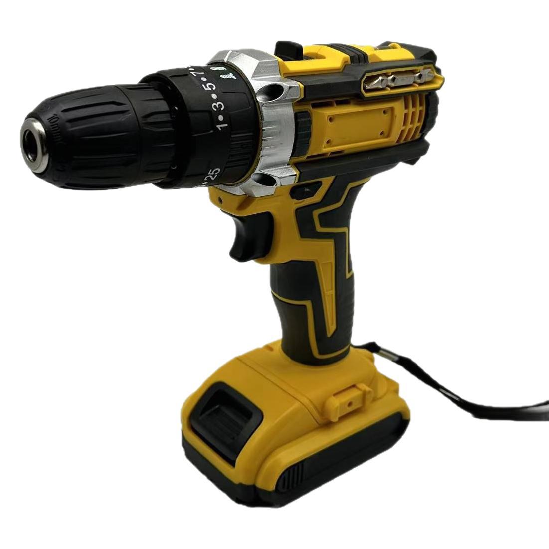 Hand drill, impact drill, household lithium battery hand drill, rechargeable drill, electric screwdriver, electric rotary drilling, cross-border set Item Picture