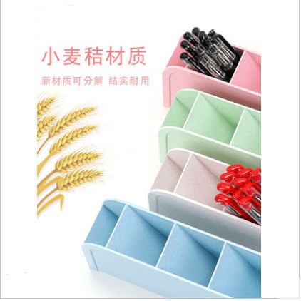Slanting pen holder, four-compartment transparent pen holder, InS-style stationery and cosmetics storage box, shelf, makeup brush cylinder details Picture
