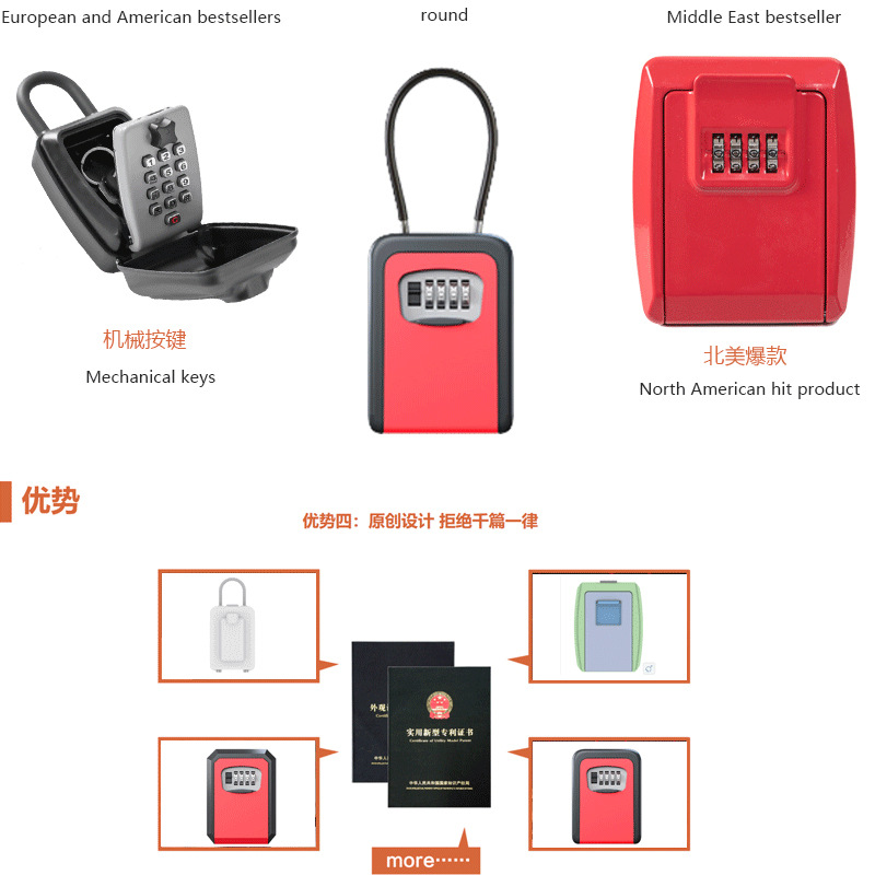 Cross-border foreign trade password key box, decoration password lock, padlock, door home safe, construction site homestay password box details Picture