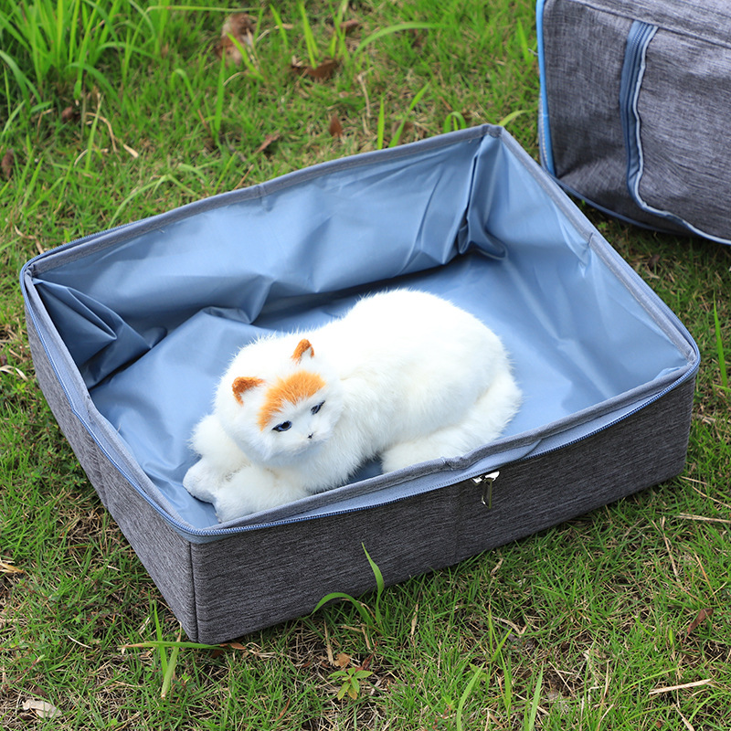 Rongka Pet Cross-border Oxford Cloth Cat Litter Box Bag: Simple, individual, foldable, waterproof travel cat bag, portable cat bag for going out Specification image