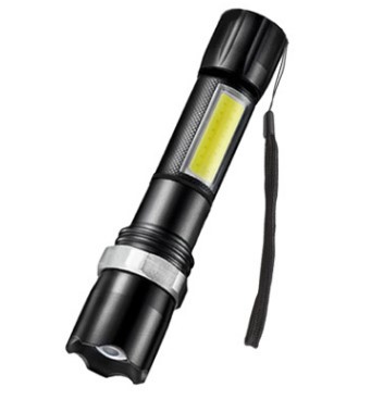 Zoom long-range mini LED aluminum alloy strong light flashlight, USB charging COB work light, cross-border special flashlight details Picture