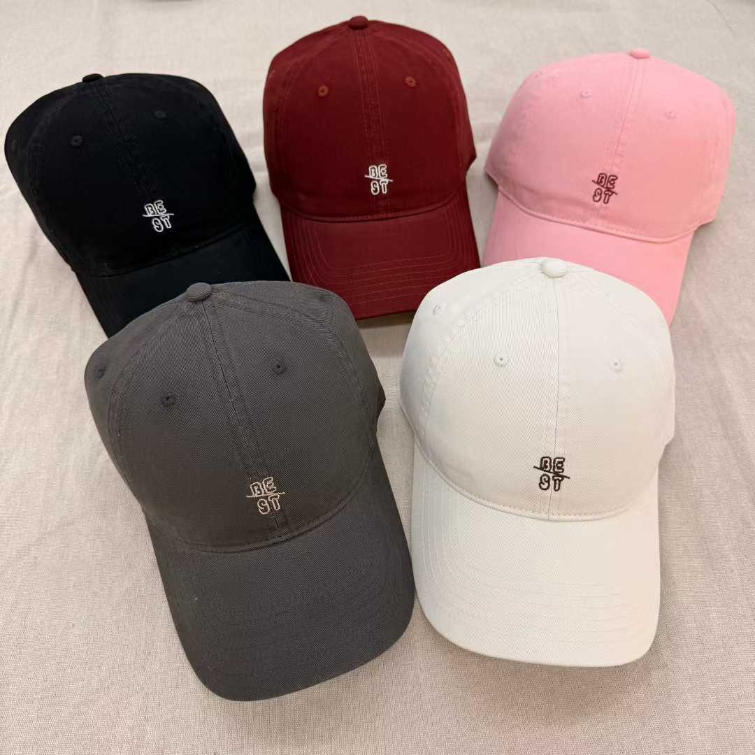 Korean streetwear brand letter be/st embroidered baseball cap, wide-brimmed, face-enhancing, unisex soft-top baseball cap Item Picture