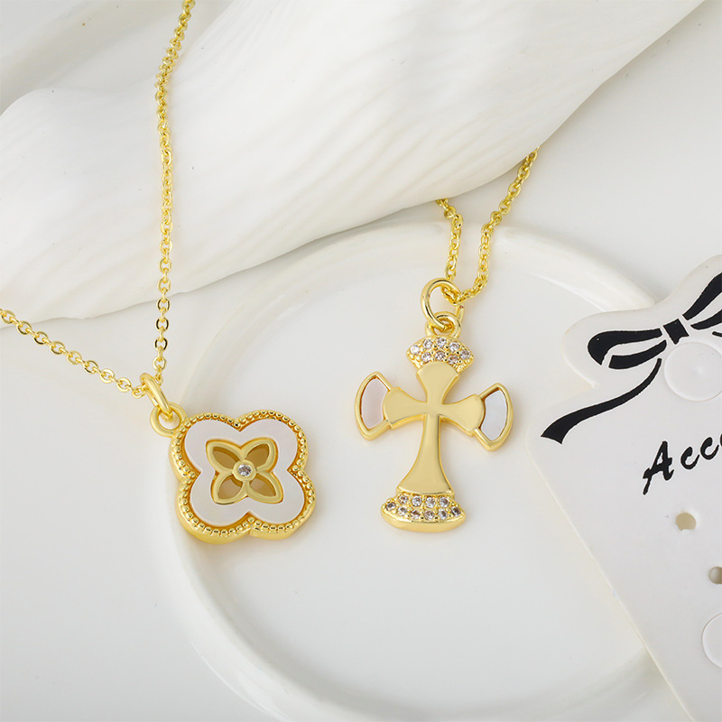 DIY jewelry accessories: copper-plated 18K real gold, fashionable micro-inlaid shell violin pendants, necklaces, bracelets wholesale Specification drawing