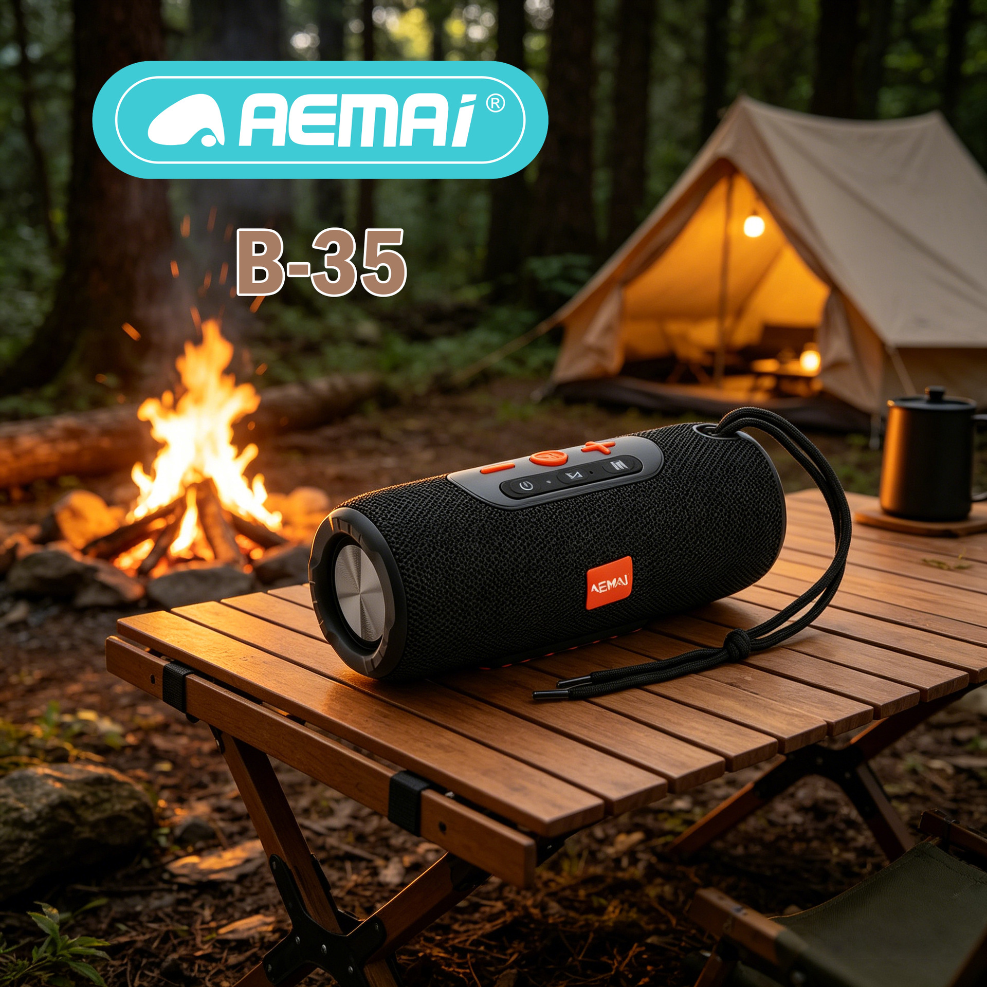 AEMAI's new bestseller, the cross-border B35 Bluetooth speaker, is a wireless subwoofer for export. It features high-quality sound with buttons and portability details Picture