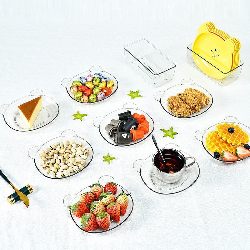 Home bear snack plates, dining tables, bone-spitting plates, creative tableware, anti-drop small plates, dried fruit plates, New Year goods plates Specification image