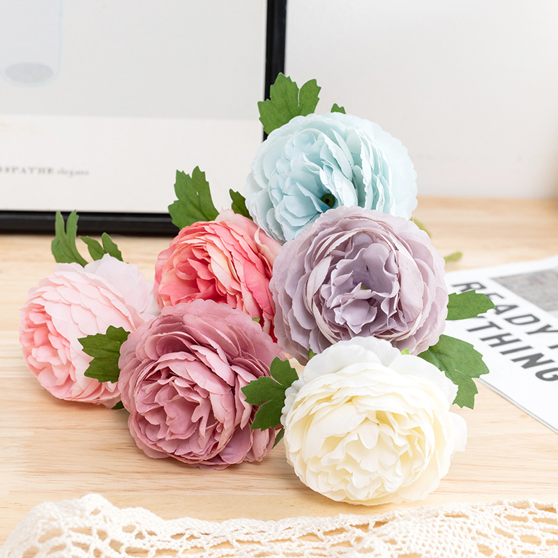 Dove simulation single Western peony artificial flower wholesale, European rose home dining table display decoration silk fabric flower Specification drawing