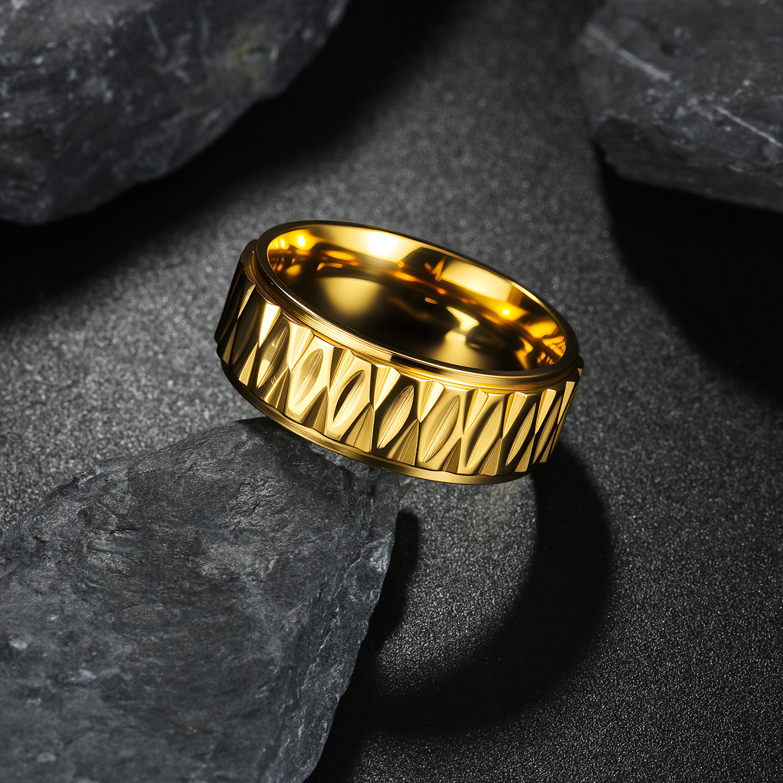 TEMU, a new cross-border Amazon product from Europe and America, offers stainless steel geometric patterned rings and jewelry that do not fade Specification image