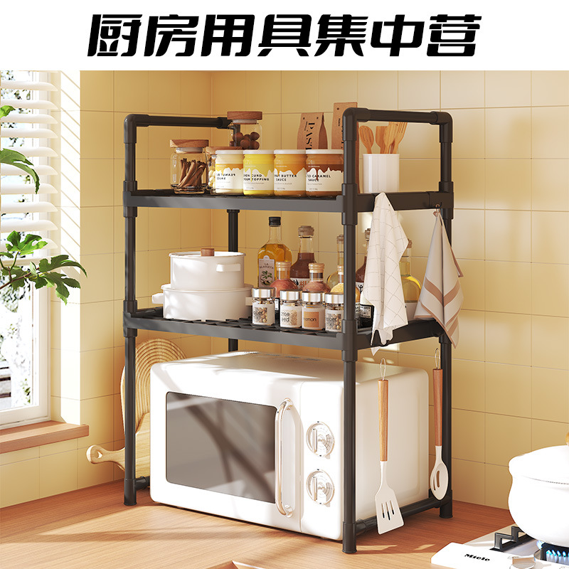 跨境简易款多功能厨房微波炉置物架烤箱置物架双层厨房调料架