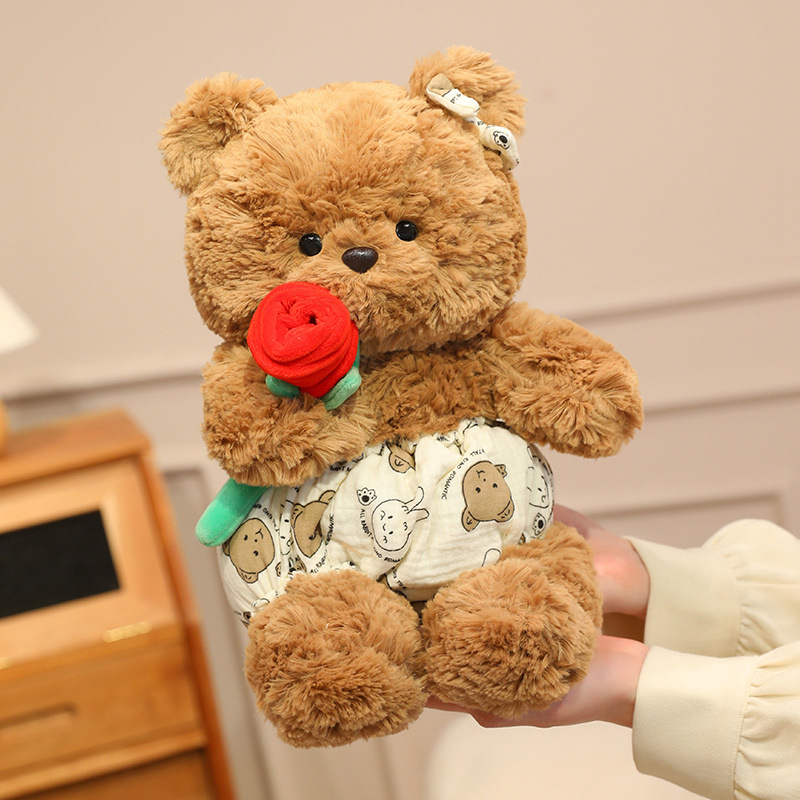 Rose Bear Baby Series plush toy bear, cute and soft pillow doll, home decoration Item Picture