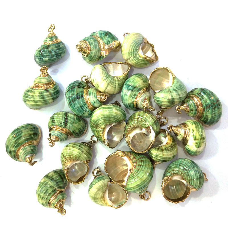 Green shell pendant with golden edges