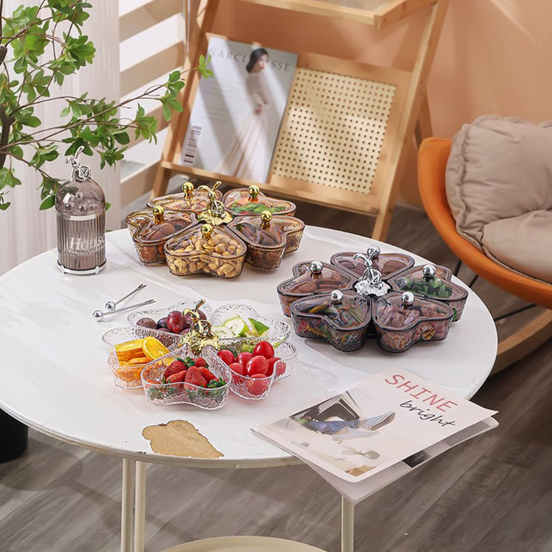 Rotatable dried fruit plate, a new type of light luxury, popular, high-appearation-level storage fruit plate for home living room coffee tables and snacks Specification image