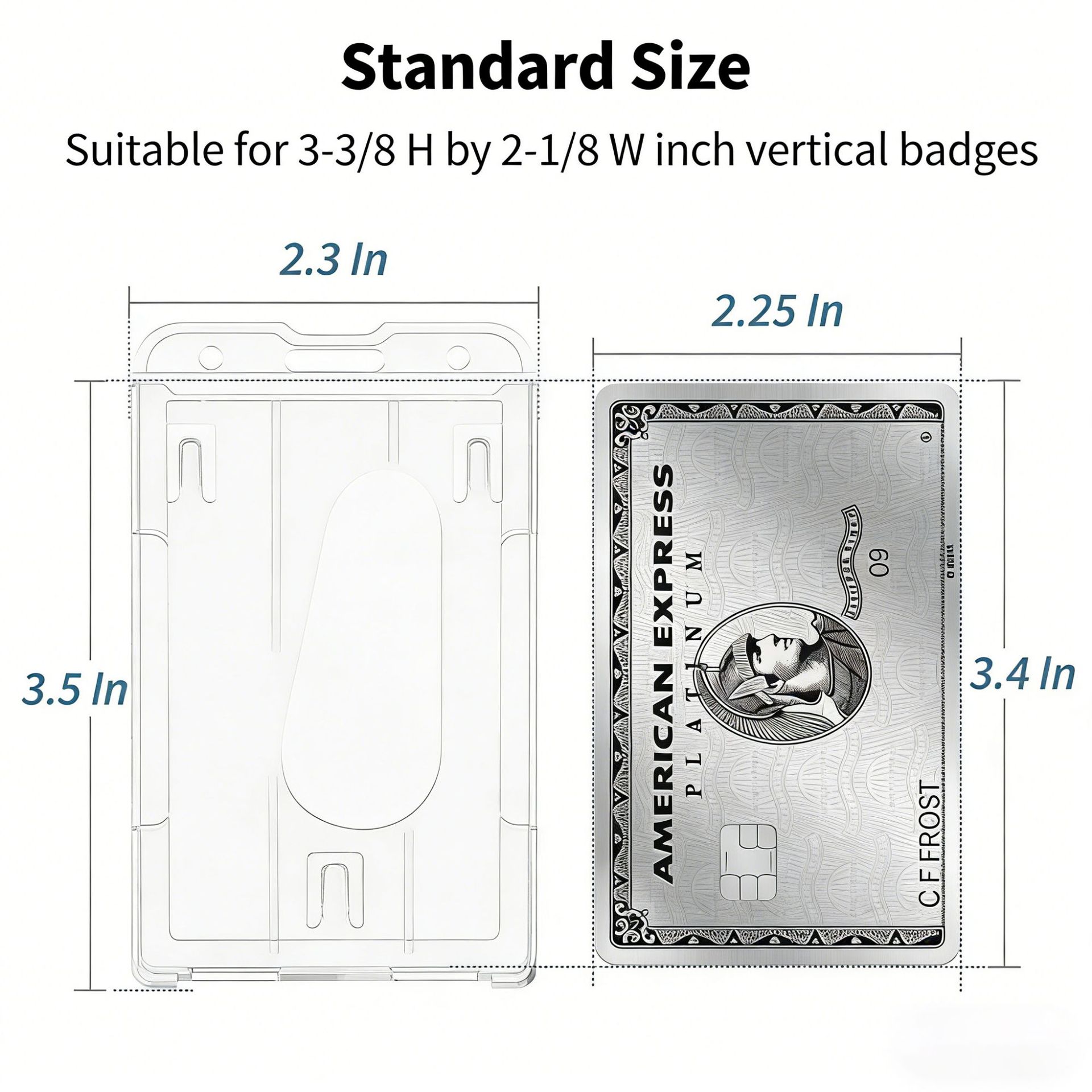 In-stock transparent hard plastic PS double-sided thumb push card holder, egg-shaped easy-pull buckle vertical ID work permit card holder details Picture