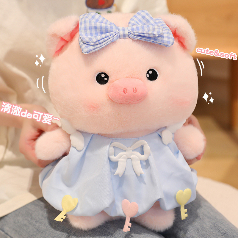 Couple pig dolls, plush toys, cute pink dresses, pig figurines, well-behaved and adorable pigs, wholesale of Internet celebrity throw pillows, birthday gifts Specification image