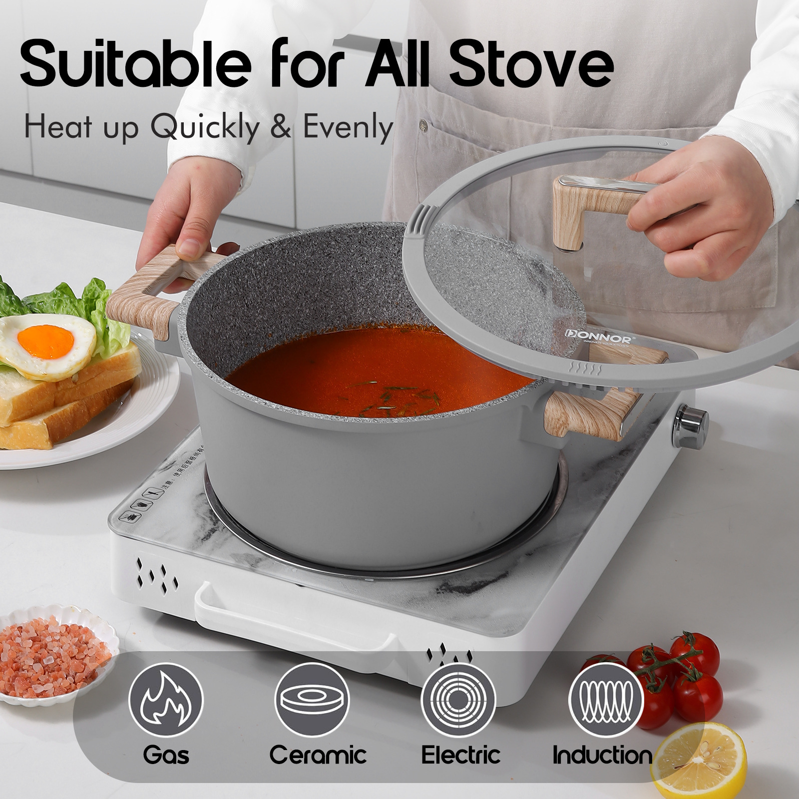 Giry cross-border hot sale comercio exterior pot set die casting back bottom pote de aluminio tapa de filtro de agua cerámica antiadherente Specification image