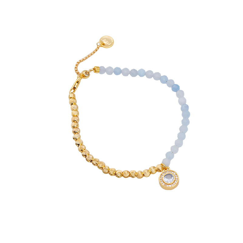 Hyacinth's unique and niche design sense bracelet for women's fashion, light luxury, light blue natural stone bracelet, a new trendy accessory for 2025 Item Picture