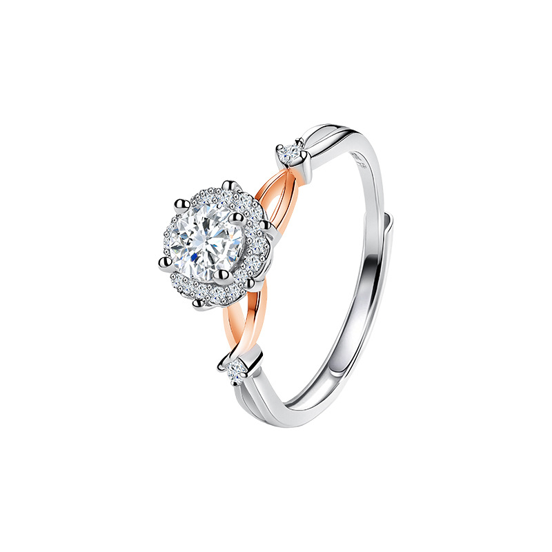 New quality jewelry model 925 silver moissanite 50-point ring, court lace ring, fashionable and light luxury style Item Picture