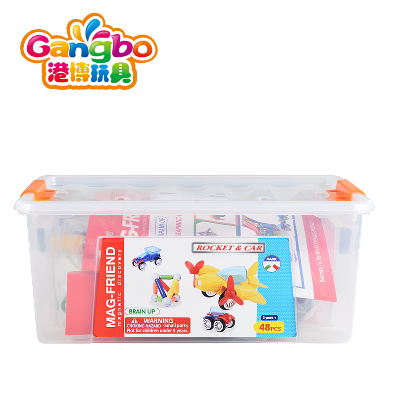 Wholesale of 48pcs bucket pipe magnetic rod magnetic cart set for children's educational diy assembly magnetic building block toys Application Scenario