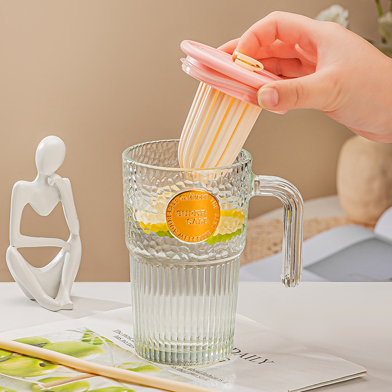 Glass cup with tea bin, high school girls' appearance level, tea-water separation, fruit tea cup, tea brewing cup, office large-capacity straw cup Item Picture
