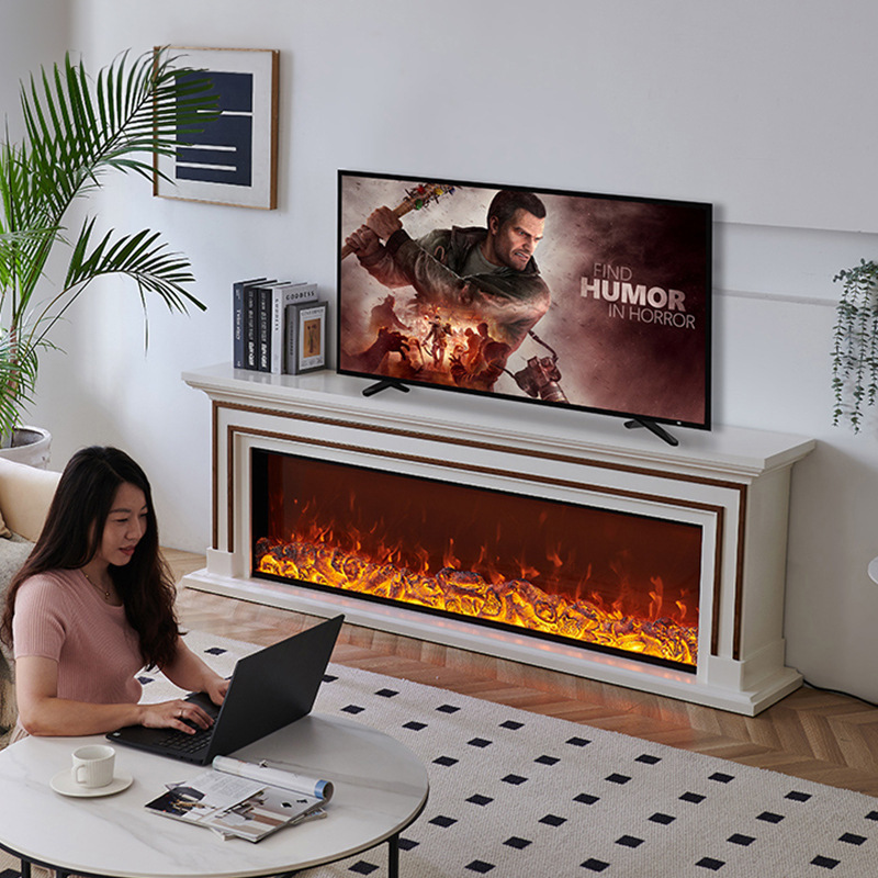 1.8/2.4米法式实木壁炉电视柜 家用别墅客厅仿真火焰取暖壁炉装饰