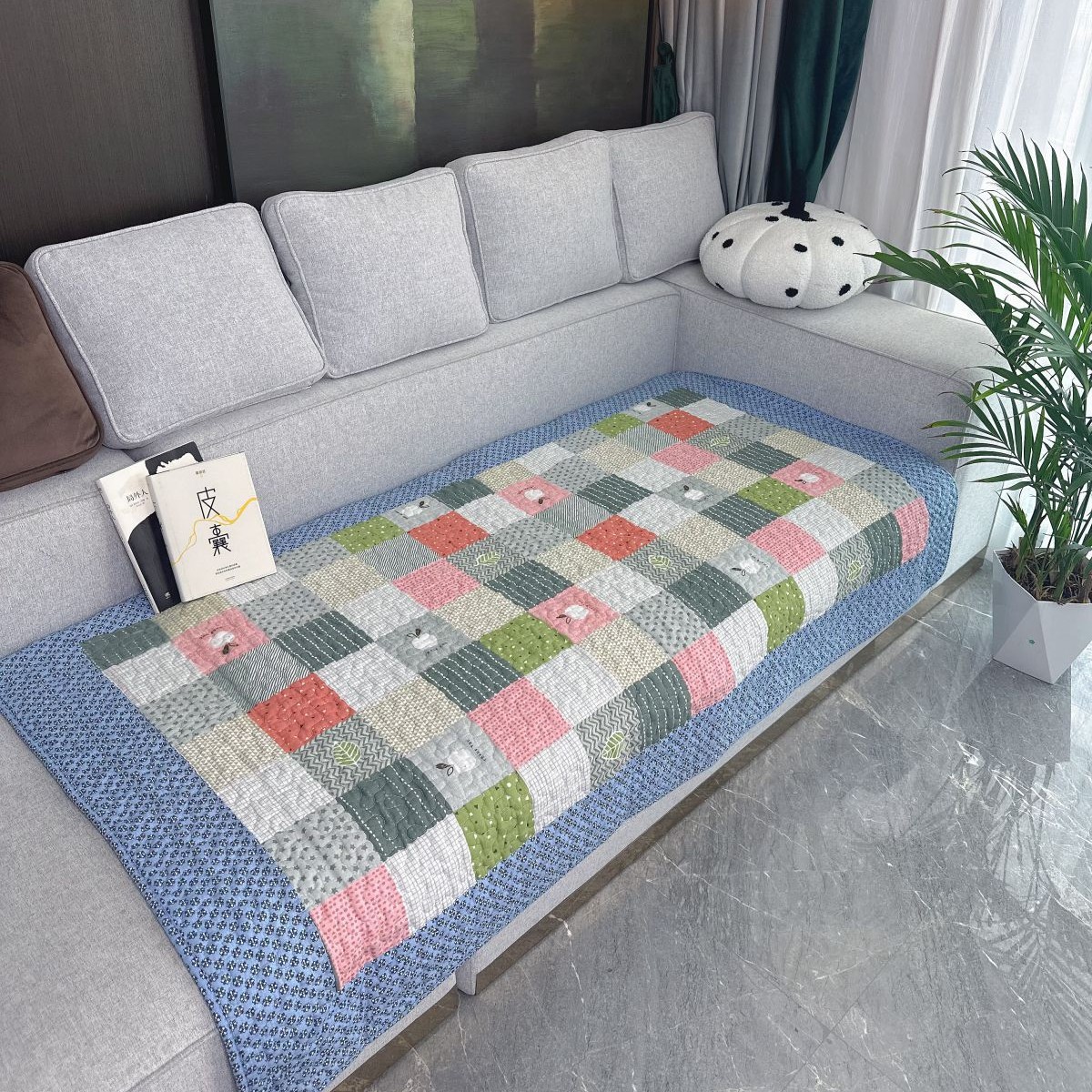 Cross-border pure cotton sofa MATS, kitchen MATS, living room crawling floor MATS, water-absorbing machine washable quilted anti-slip MATS, tatami manufacturers