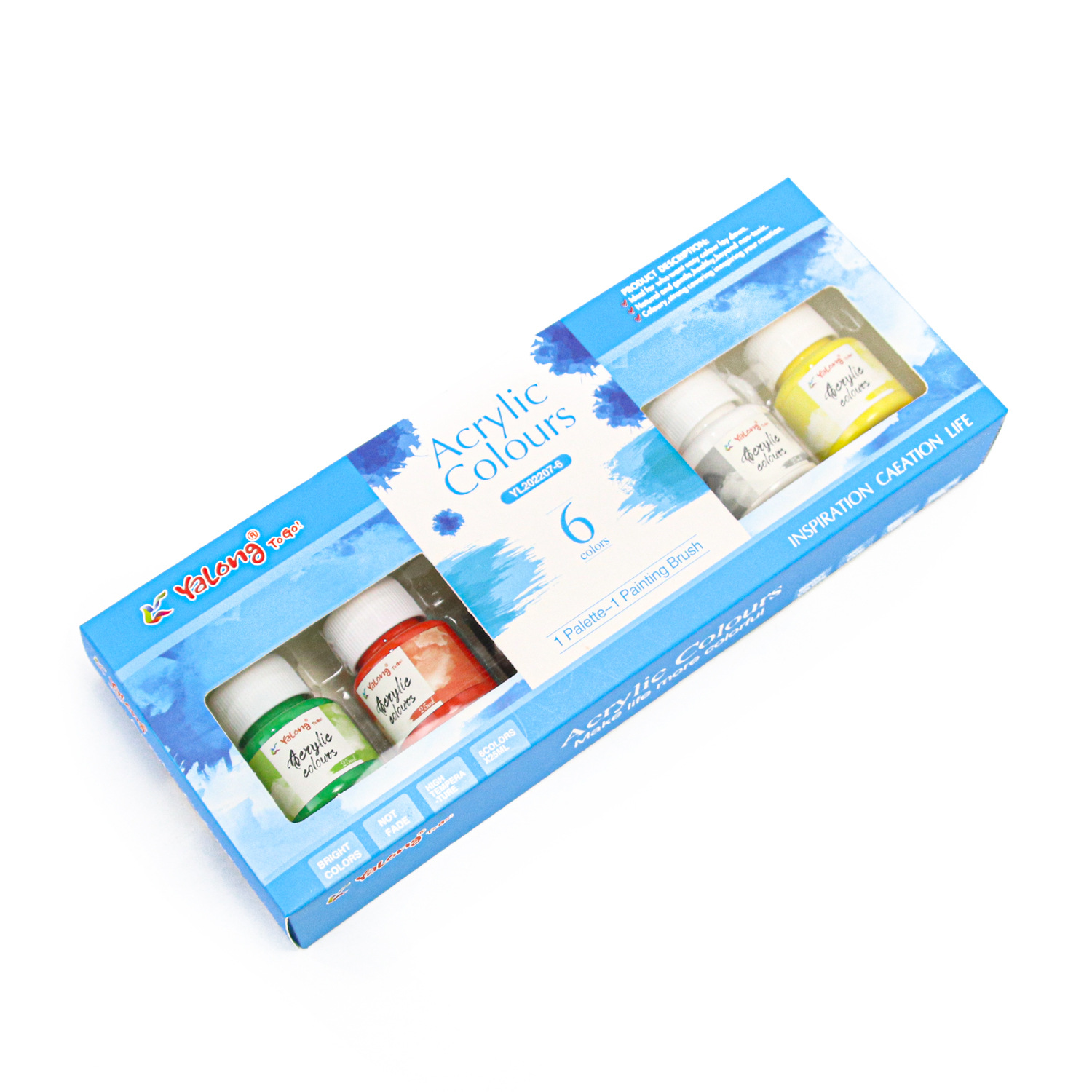 Yalong Cross-border Student Wholesale Art supplies 6-color acrylic color non-toxic waterproof painting Acrylic painting